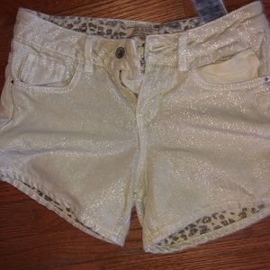 GUESS Gold/sparkle jean shorts